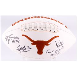 Longhorns Logo Football Signed by (4) With Colt McCoy, Vince Young, Ricky William  Earl Campbell Wit