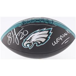 Brian Dawkins Signed Eagles Logo Football Inscribed "Weapon X!!" (JSA COA)