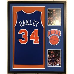 Charles Oakley Signed Knicks 34x42 Custom Framed Jersey (PSA COA)