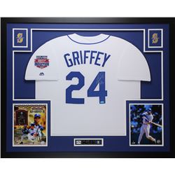 Ken Griffey Jr. Signed Mariners 35x43 Custom Framed Jersey Display Inscribed "HOF 16" (TriStar)