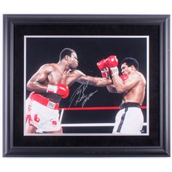 Larry Holmes Signed 23x27 Custom Framed Photo Display Inscribed "Easton Assassin" (Schwartz COA)