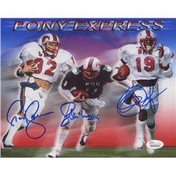 Eric Dickerson, Craig James  Lance McIlhenny Signed SMU Mustangs "Pony Express" 8x10 Photo (JSA COA)