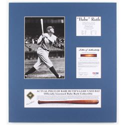 Babe Ruth New York Yankees 18x20 Custom Matted Game-Used Authentic Bat Piece Display