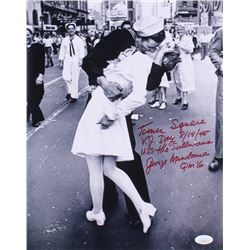 George Mendonsa Signed "The Kiss" 11x14 Photo with Extensive Inscription (Beckett COA)