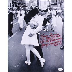 George Mendonsa Signed "The Kiss" 11x14 Photo with Extensive Inscription (Beckett COA)