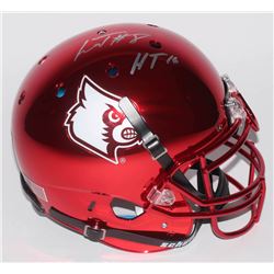 Lamar Jackson Signed Louisville Cardinals Full-Size Authentic On-Field Chrome Helmet Inscribed "HT '