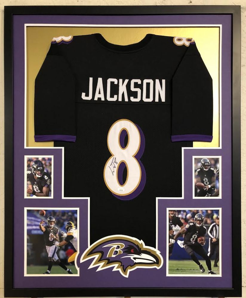 lamar jackson signed jersey framed