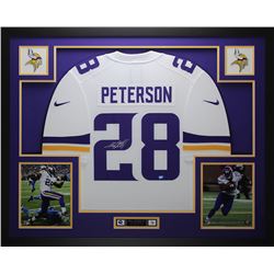 Adrian Peterson Signed Vikings 35x43 Custom Framed Jersey (Fanatics Hologram)