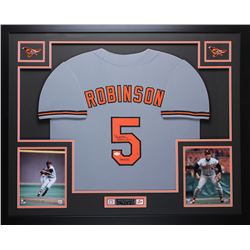 Brooks Robinson Signed Orioles 35" x 43" Custom Framed Jersey Inscribed "HOF 83" (JSA COA)