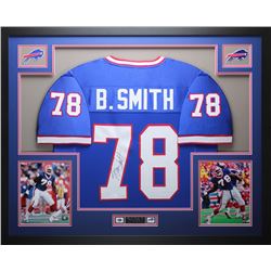 Bruce Smith Signed Bills 35x43 Custom Framed Jersey (JSA COA)