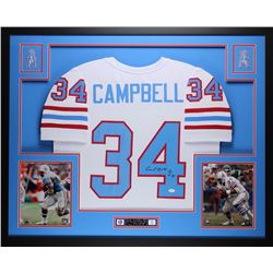 Earl Campbell Signed Oilers 35" x 43" Custom Framed Jersey Inscribed "HOF 91" (JSA COA)