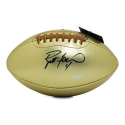 Brett Favre Signed Gold Leather Football (UDA COA)