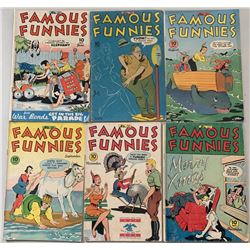 Lot of (6) 1945 "Famous Funnies" Comic Books with #131-134, 136  137