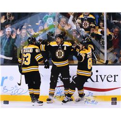 Patrice Bergeron, Brad Marchand  David Pastrnak Signed Boston Bruins 16x20 Photo (Bergeron, Marchand
