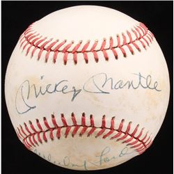 Mickey Mantle  Whitey Ford Signed OAL Baseball (JSA ALOA)