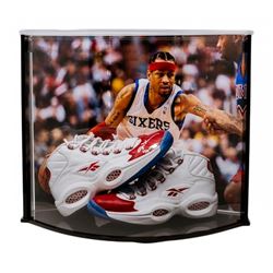 Allen Iverson Signed Philadelphia 76ers Pair of (2) Reebok Shoes with Curve Display Case (UDA COA)