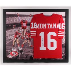 Joe Montana Signed San Francisco 49ers 35x43 Custom Framed Jersey (JSA COA)