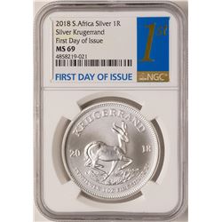 2018 South Africa Krugerrand Silver Coin NGC MS69 First Day of Issue