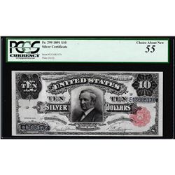 1891 $10 Tombstone Silver Certificate Note Fr.299 PCGS Choice About New 55