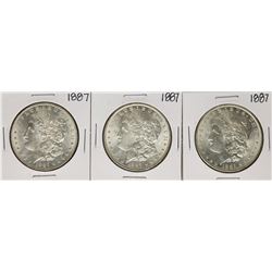 Lot of (3) 1887 $1 Morgan Silver Dollar Coins