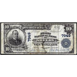 1902 $10 First National Bank of Shelby National Currency Note - Tear