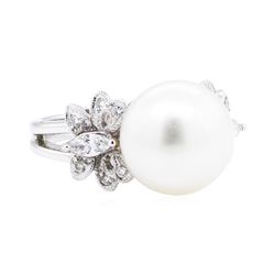 14KT White Gold 0.50 ctw Diamond and Pearl Ring