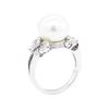 Image 4 : 14KT White Gold 0.50 ctw Diamond and Pearl Ring
