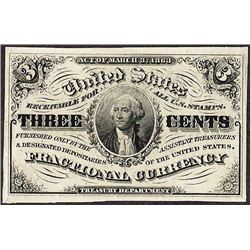 March 3, 1863 3 Cents Third Issue Fractional Currency Note