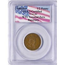 WTC Ground Recovery 1965 Jamaica 1/2 Penny Coin PCGS Graded