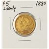 Image 1 : 1880 $5 Liberty Head Half Eagle Gold Coin