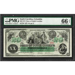 1872 $20 State of South Carolina Revenue Bond Obsolete Note PMG Gem Uncirculated