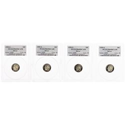 Lot of (4) 1999-S Proof Silver Roosevelt Dime Coins PCGS PR69DCAM