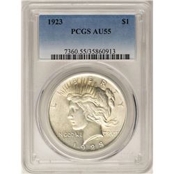1923 $1 Peace Silver Dollar Coin PCGS AU55