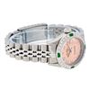 Image 3 : Rolex Ladies Stainless Steel Quickset Salmon Diamond & Emerald Wristwatch