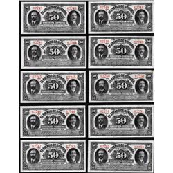 Lot of (10) 1915 Mexico El Estado De Sonora Cincuenta Centavos Note