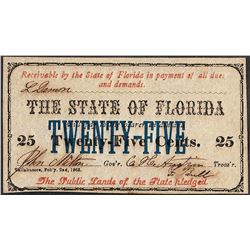 1868 State of Florida Twenty-Five Cents Obsolete Note