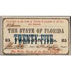 Image 1 : 1868 State of Florida Twenty-Five Cents Obsolete Note