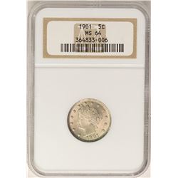 1901 Liberty V Nickel Coin NGC MS64