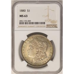 1880 $1 Morgan Silver Dollar Coin NGC MS63 Nice Toning
