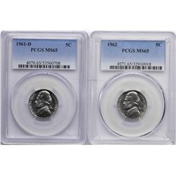 Lot of 1961-D & 1962 Jefferson Nickel Coins PCGS MS65