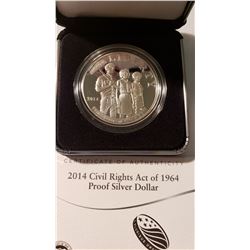 2014 Civil Rights Proof Silver Dollar