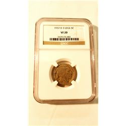 1937 D 3 Legged Buffalo Nickel