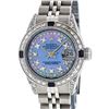 Rolex Ladies Stainless Steel Diamond Lugs Blue MOP String Diamond Datejust Wrist