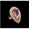 12.50 ctw Morganite and Diamond Ring - 14KT Rose Gold