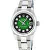 Image 1 : Rolex Ladies Stainless Steel Green Vignette Diamond Quickset Datejust Wristwatch
