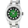 Image 2 : Rolex Ladies Stainless Steel Green Vignette Diamond Quickset Datejust Wristwatch