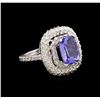 14KT White Gold 3.18 ctw Tanzanite and Diamond Ring