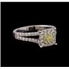 1.09 ctw Fancy Yellow Diamond Ring - 14KT White Gold