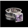 Image 1 : Crayola 3.50 ctw Pink Amethyst and White Sapphire Ring - .925 Silver