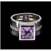 Image 2 : Crayola 3.50 ctw Pink Amethyst and White Sapphire Ring - .925 Silver